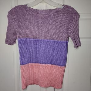 Womens Tops Blouse Medium one Size Fit Stretch Pink Purple Texture.